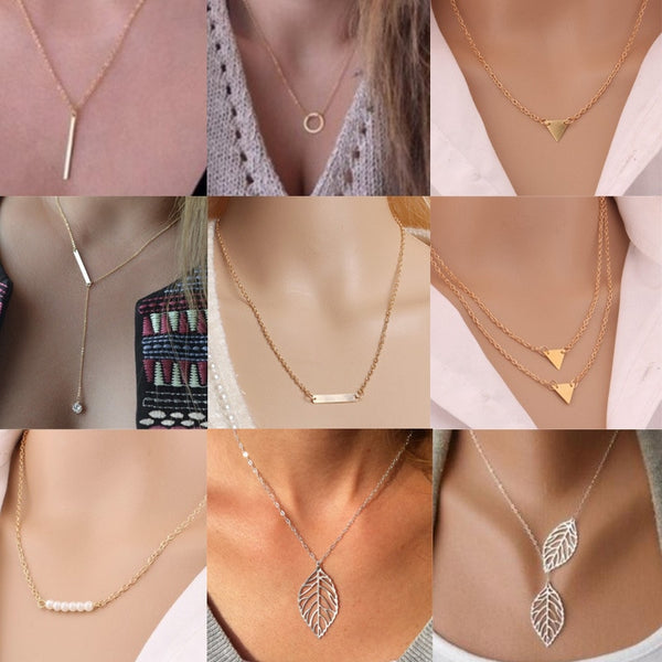 European and American jewelry leaf clavicle chain brand temperament personality fashion simple circle bar Necklace woman