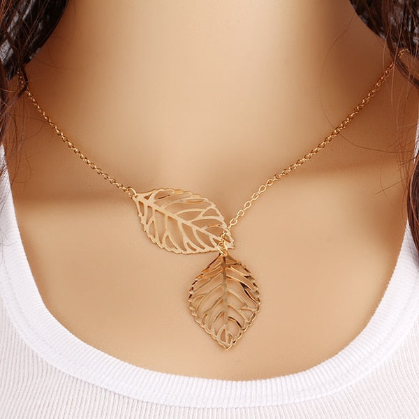 European and American jewelry leaf clavicle chain brand temperament personality fashion simple circle bar Necklace woman
