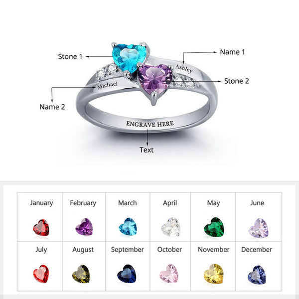 925 Sterling Silver Personalized Mothers Ring with Birthstones Custom Engraved Engagement Promise Silver Rings for Women