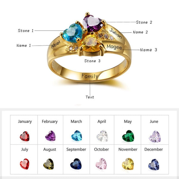 925 Sterling Silver Personalized Mothers Ring with Birthstones Custom Engraved Engagement Promise Silver Rings for Women