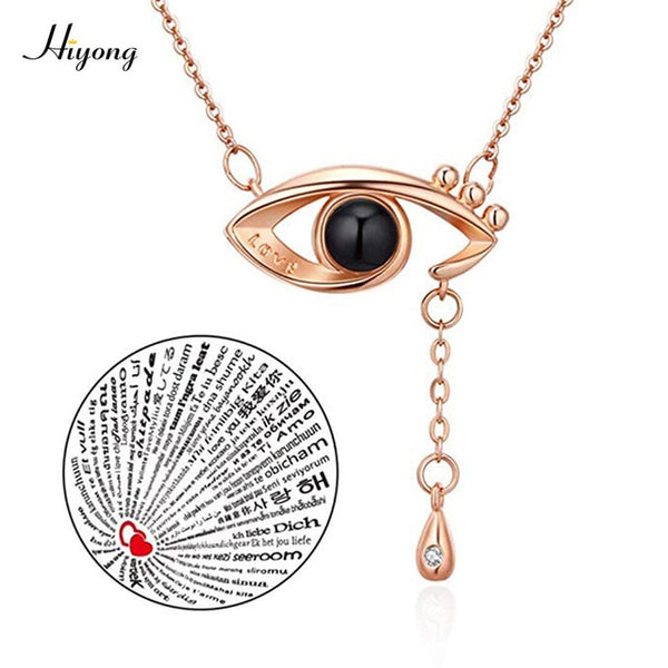 I Love You Necklace 100 Languages Heart Love Necklace Love Memory Projection Pendant Necklace for Women Gifts for Mother's Day