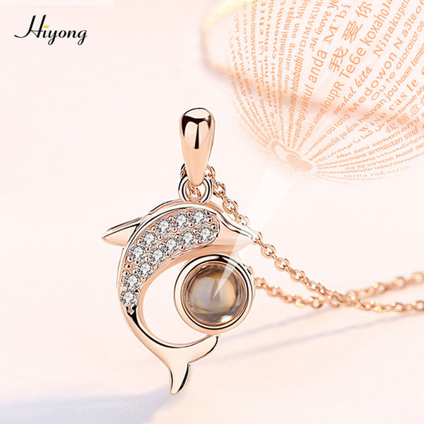 I Love You Necklace 100 Languages Heart Love Necklace Love Memory Projection Pendant Necklace for Women Gifts for Mother's Day