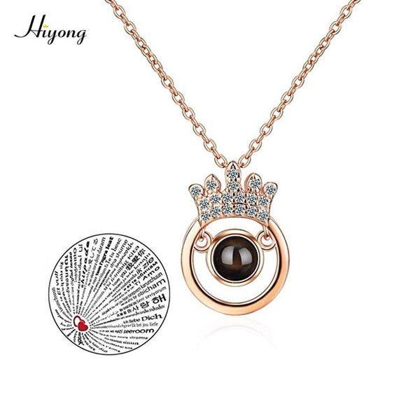 I Love You Necklace 100 Languages Heart Love Necklace Love Memory Projection Pendant Necklace for Women Gifts for Mother's Day