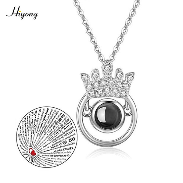 I Love You Necklace 100 Languages Heart Love Necklace Love Memory Projection Pendant Necklace for Women Gifts for Mother's Day