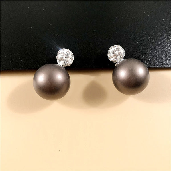 22 Colors New Arrival Double Sides Big Ball Earrings Colorful Shambhala Shinning Crystal Big Pearl Stud Earrings Women Brincos