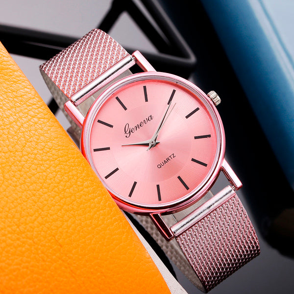 Woman's High-end Blue Glass Life Waterproof Distinguished  Elegant Dial Quartz Casual Wrist Watch Clock Gift Reloj Muje  LD