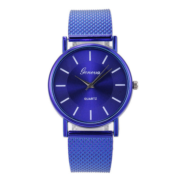 Woman's High-end Blue Glass Life Waterproof Distinguished  Elegant Dial Quartz Casual Wrist Watch Clock Gift Reloj Muje  LD
