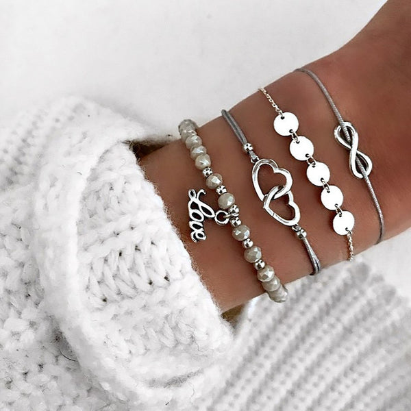 Boho Bracelets & Bangles for Women Bohemian Round Beaded Charm Bracelets Set Fashion Multilayer Chain Accessories 2019 Bijoux