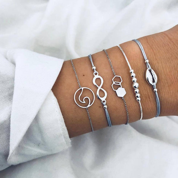 Boho Bracelets & Bangles for Women Bohemian Round Beaded Charm Bracelets Set Fashion Multilayer Chain Accessories 2019 Bijoux