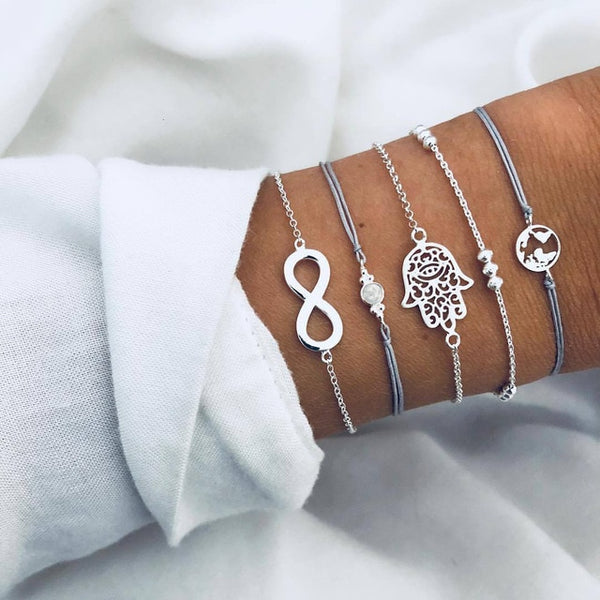 Boho Bracelets & Bangles for Women Bohemian Round Beaded Charm Bracelets Set Fashion Multilayer Chain Accessories 2019 Bijoux