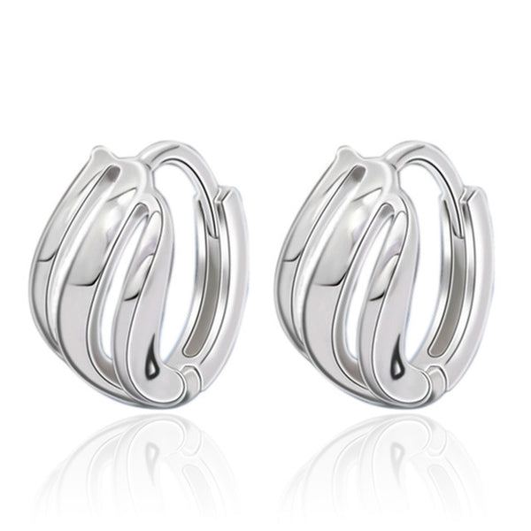 Luxury New 2019 Stud Earrings 925 Sterling Crystal Zircon Row Silver Huggie Earrings For Women Female Brincos oorbellen