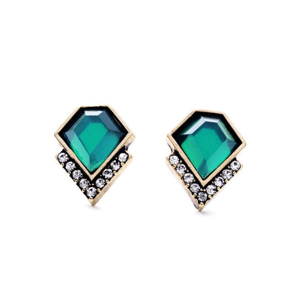 Fashion Stud Earrings Jewelry Accessory Gorgeous Cute Vintage Geometry Green Earrings For Women Layer Brand Pendant Necklace Set