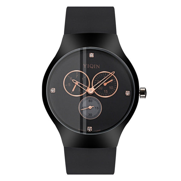 Fashion Luxury Quartz Wristwatches Black Women Waterproof Watch Female Clock Rubber Men Fitness Wrist Watches Diamond Dial Watch