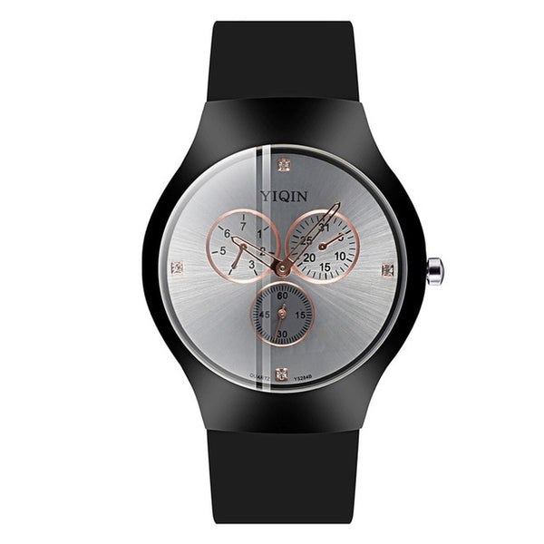 Fashion Luxury Quartz Wristwatches Black Women Waterproof Watch Female Clock Rubber Men Fitness Wrist Watches Diamond Dial Watch