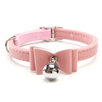 Safety Elastic  Bowtie with bell small dog cat collar safe soft velvet 6 colors pet Products dog collar pet supplier
