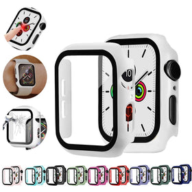 Watch Cover Case for Apple Watch 6/5/4 40MM/44MM PC Bumper with Glass Protector Film for iwatch Series 3/2 38 42MM  accessories