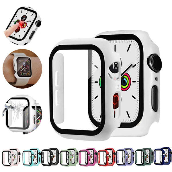 Watch Cover Case for Apple Watch 6/5/4 40MM/44MM PC Bumper with Glass Protector Film for iwatch Series 3/2 38 42MM  accessories