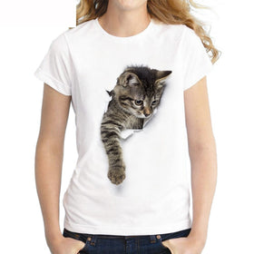 3D cat Print T-Shirt
